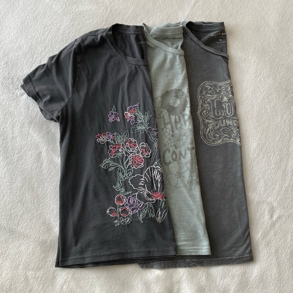 Lot of 3 Lucky t-shirts XL like new